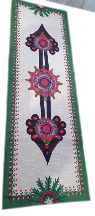 beżowy bieżnik z zielonym www.firanyfryzlewicz.pl ...jpg