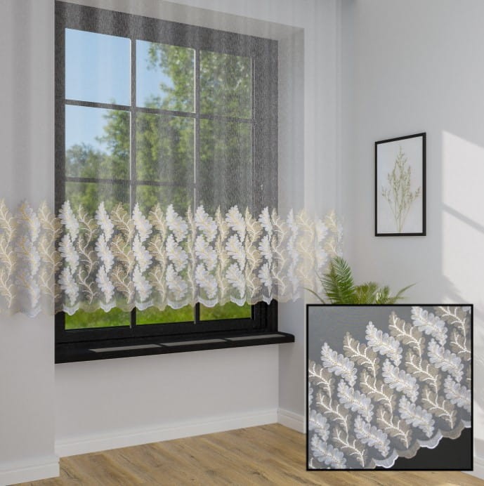 Firana haftowana mgiełka w złoto kremowe liście firanyfryzlewicz.pl  11.jpg