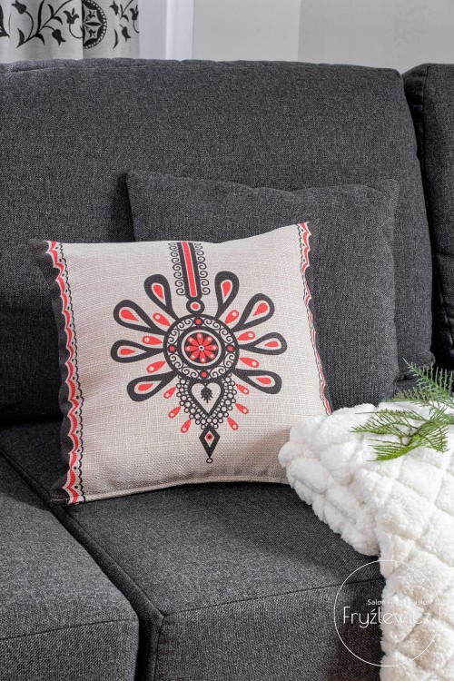 poszewka regionalna góralska z kolorową parzenicą firanyfryzlewicz.pl  , (1).jpg