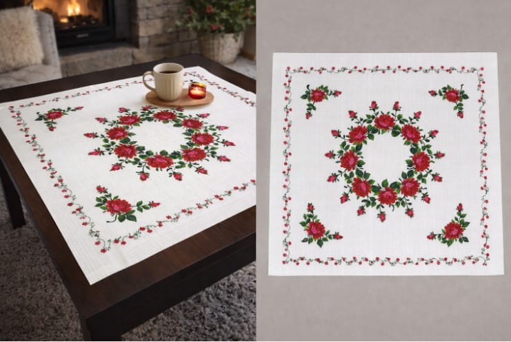 BIAŁA SERWETKA Z RÓŻAMI firanyfryzlewicz.pl.jpg