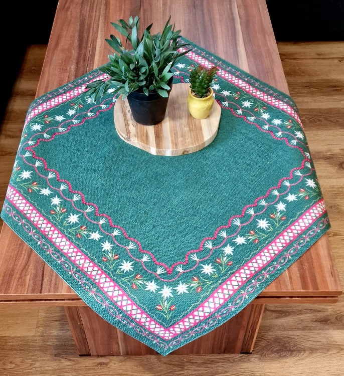 SERWETKA ZIELONA W KWIATY firanyfryzlewicz.pl