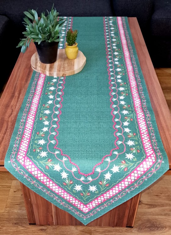 BIEŻNIK PLAMOODPORNY W KWIATY firanyfryzlewicz.pl  ,